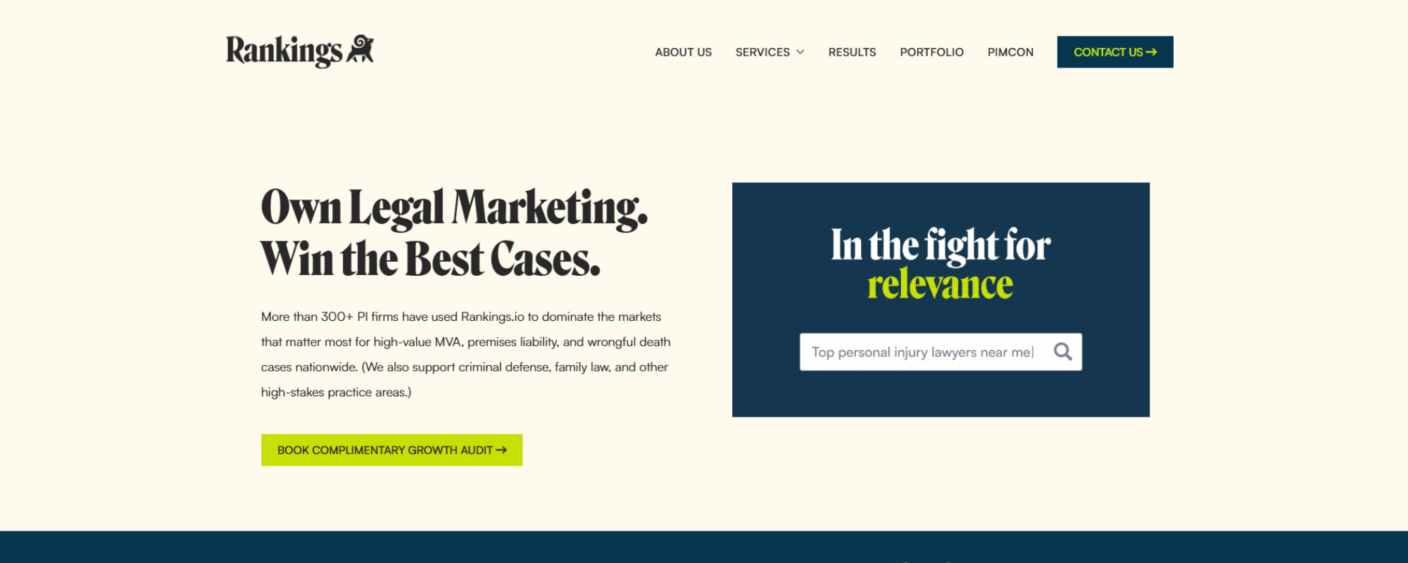 Best AI SEO agencies for lawyers in US, Rankings.io SEO agency frontpage