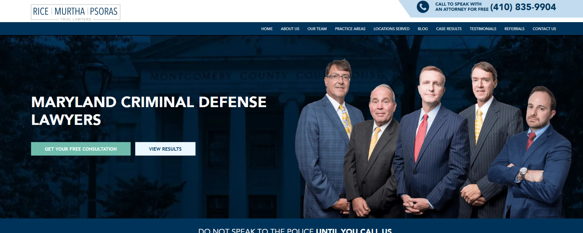 Best wrongful death law firms in Baltimore, Rice Murtha & Psoras legal team portrait with trial attorneys