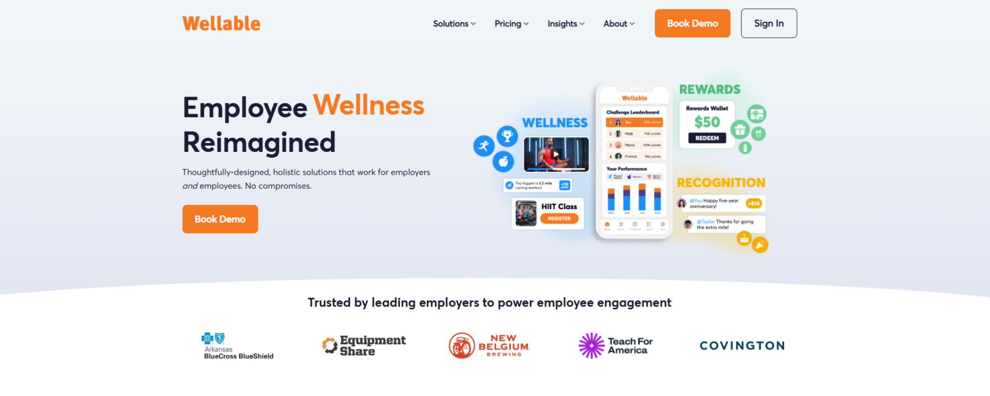 Best Wellness Platforms for Employers, Wellable dashboard showing employee wellness app