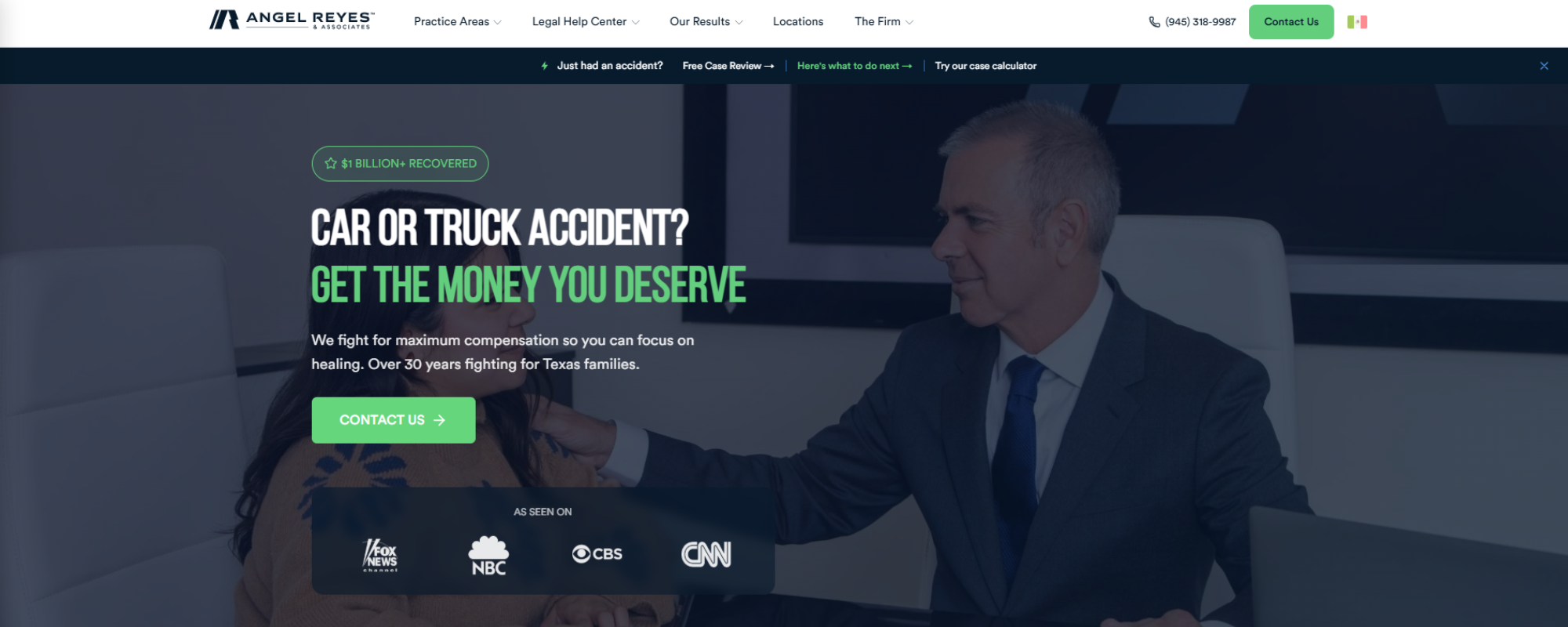 Best Dallas car accident law firms for serious injury cases, Angel Reyes & Associates frontpage online
