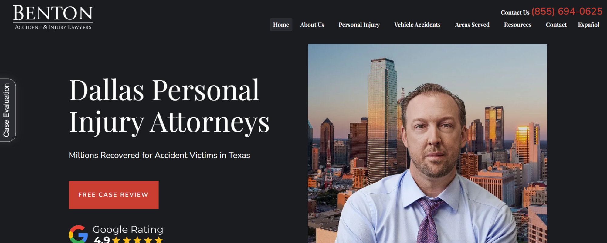 Best Personal Injury Law Firms in Dallas, Benton Law Firm homepage