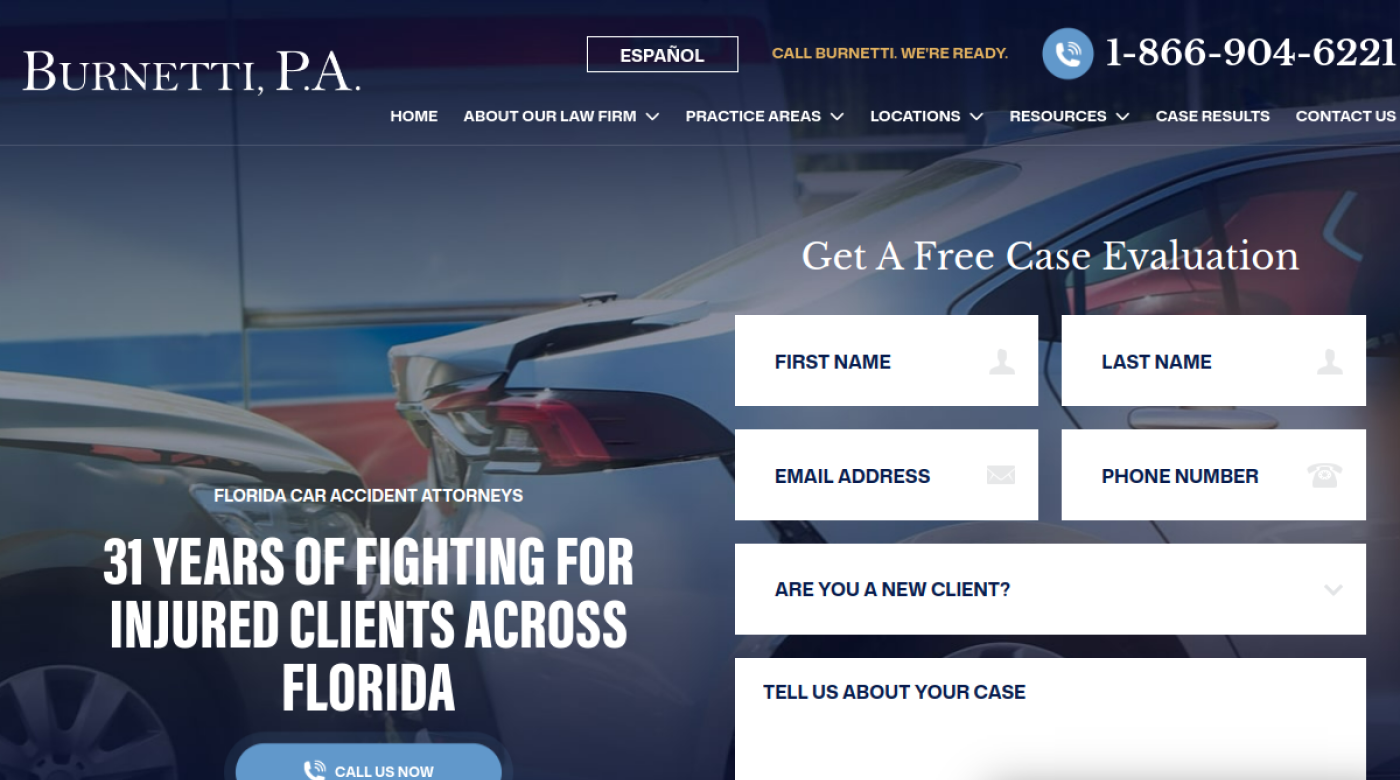 Burnetti, P.A. Florida car accident page, Polk County car accident law firms