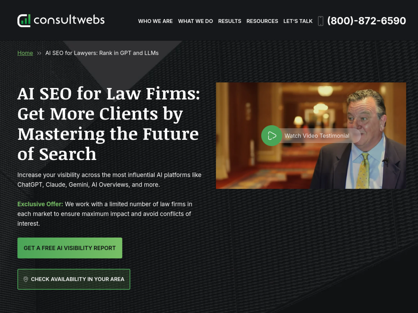 Consultwebs AI SEO for law firms page