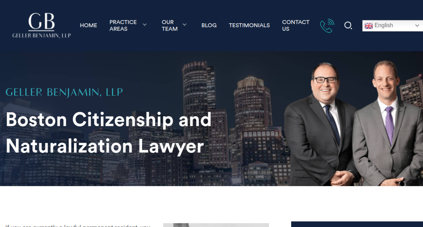 Geller Benjamin Boston citizenship and naturalization lawyer page