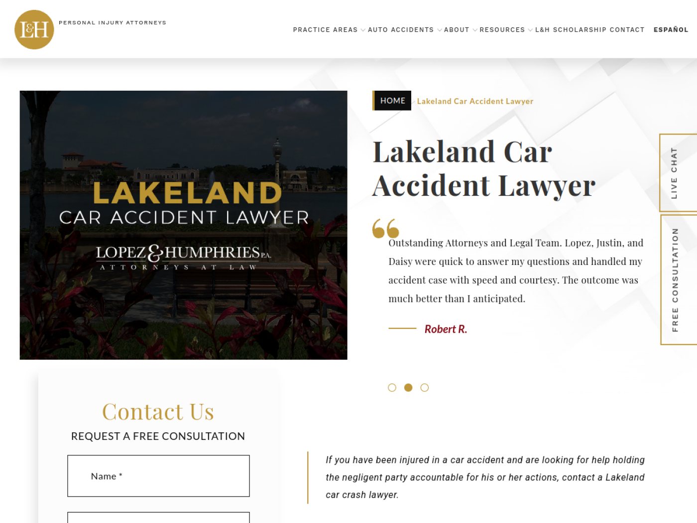 López & Humphries Lakeland car accident page, Polk County car accident law firms
