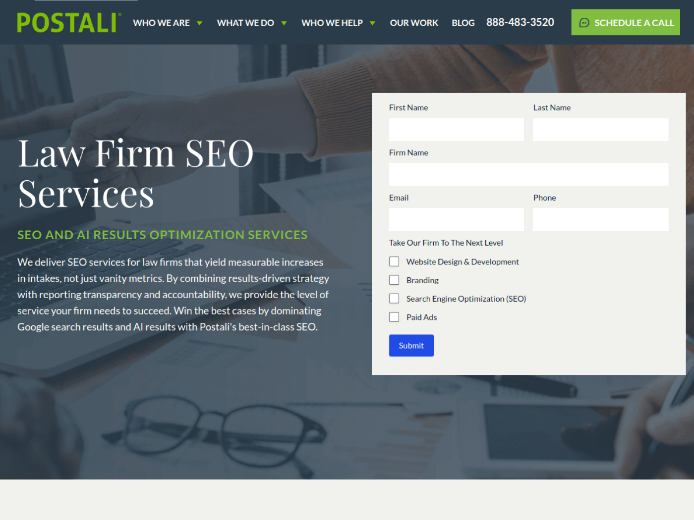 Postali law firm SEO and AI results optimization page, ChatGPT visibility agency