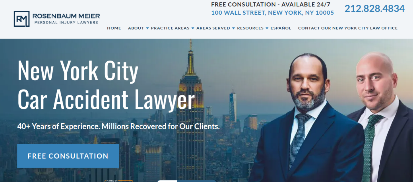 Rosenbaum Meier New York City car accident lawyer page, NYC car accident serious injury