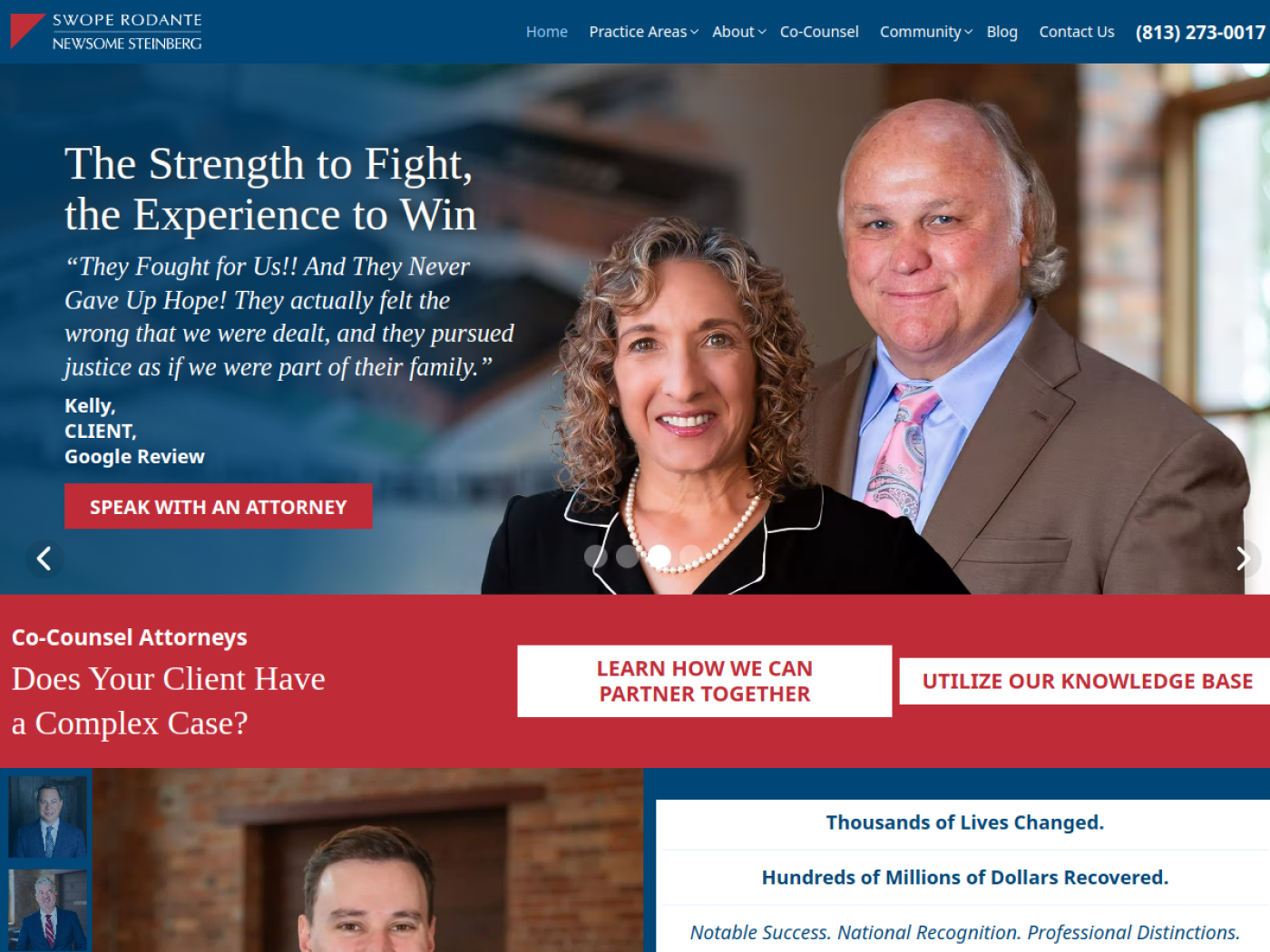 Swope, Rodante, Newsome & Steinberg homepage, Florida car accident law firms