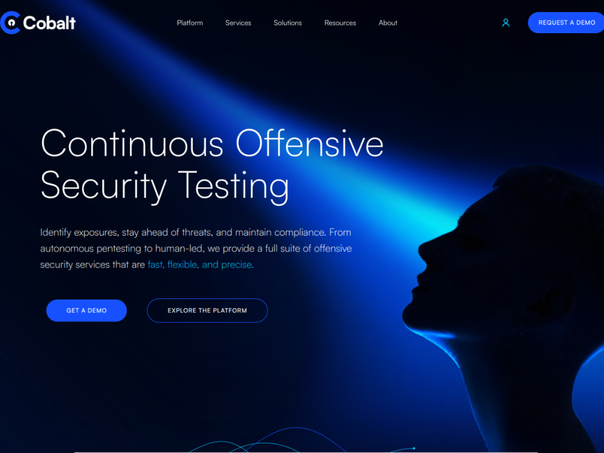 Cobalt homepage showing continuous offensive security testing